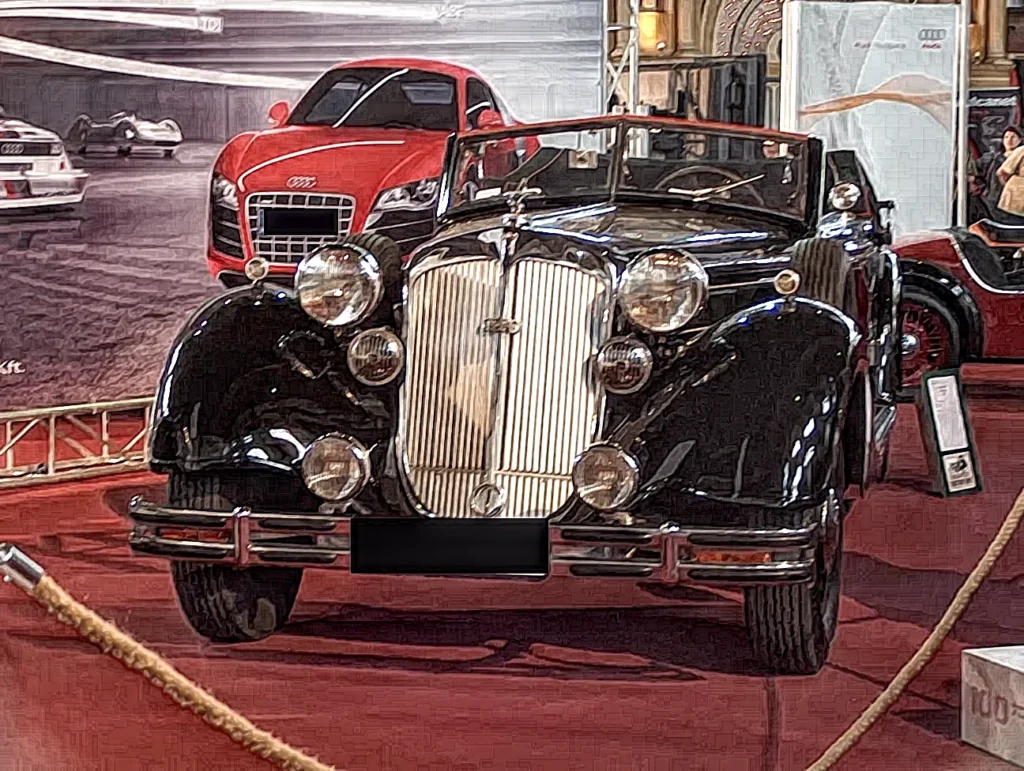 2009 áprilisában a budapesti Vasúttörténeti Parkban megrendezett Oldtimer Expo veterán autó- és motorkiállítás képei. Audi Front 225 Cabriolet