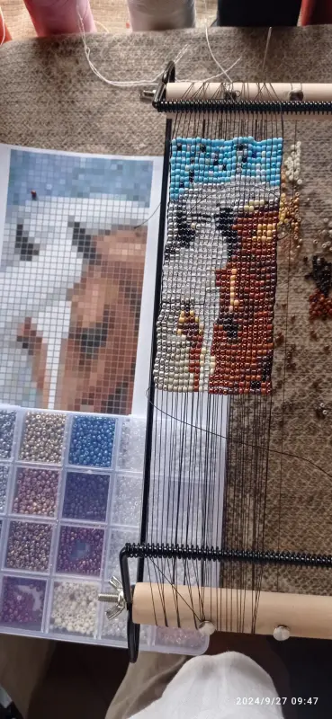 Horse portrait made using bead weaving technique