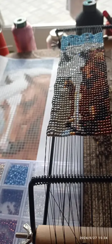 Horse portrait made using bead weaving technique