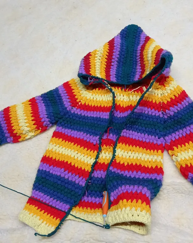 Rainbow crocheted children's cardigan