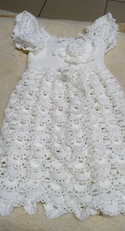 Crochet white girl's dress